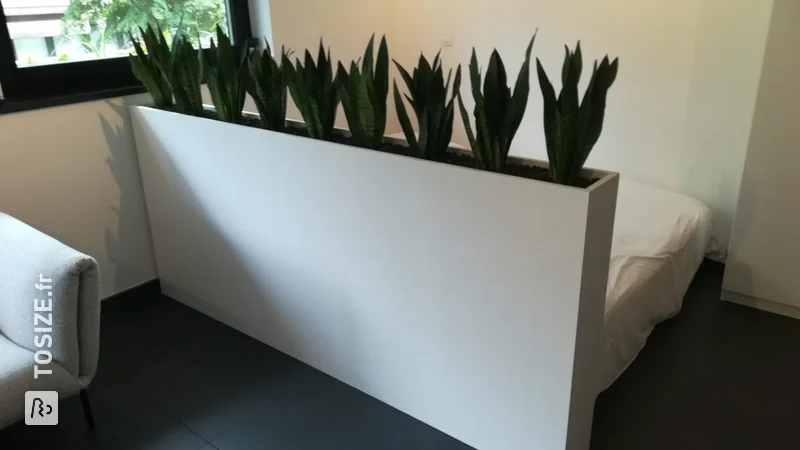 Modern flower box as a room divider, by Wout