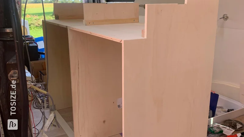 Make your own camper kitchen cupboard with poplar drawers, by Jet