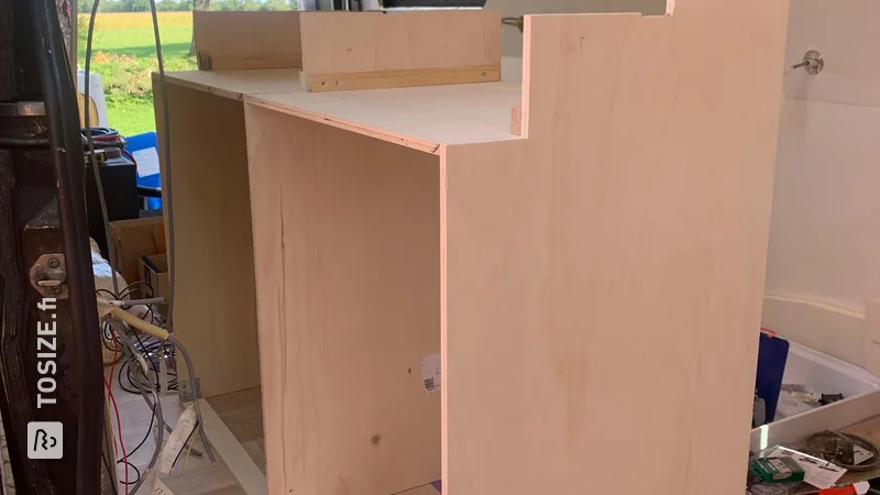 Make your own camper kitchen cupboard with poplar drawers, by Jet