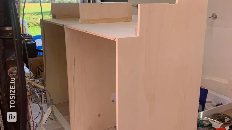 Make your own camper kitchen cupboard with poplar drawers, by Jet