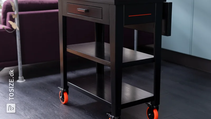 DIY Black Kitchen Island Trolley on Wheels, by Thomas