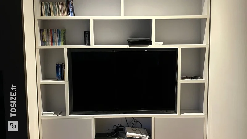 Custom made MDF bookcase for the living room, by Agnieszka