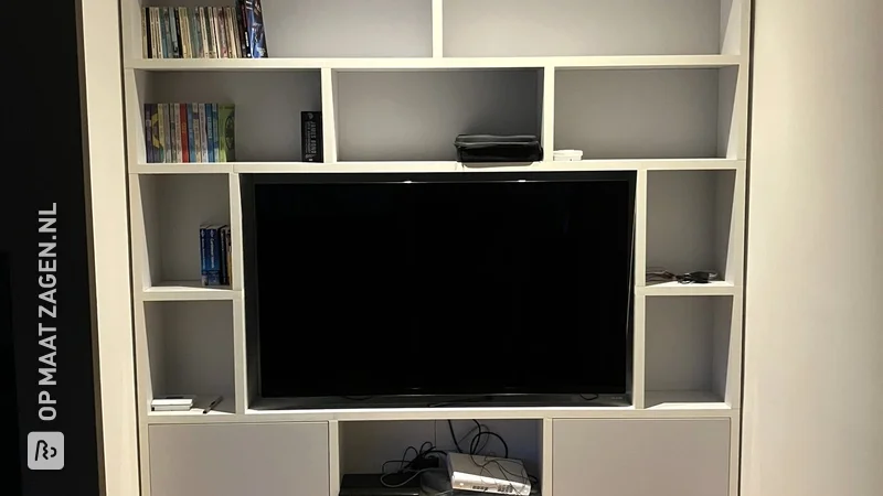 Custom made MDF bookcase for the living room, by Agnieszka