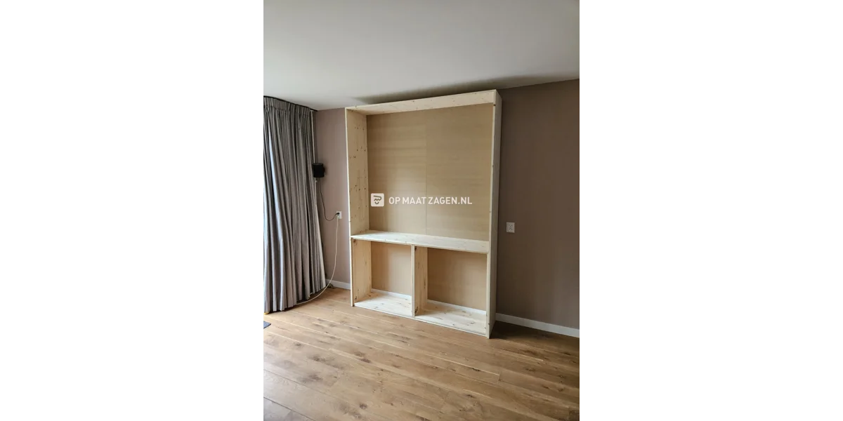 DIY Shelving Unit Pine Wood Living Room by Inez OPMAATZAGEN.nl