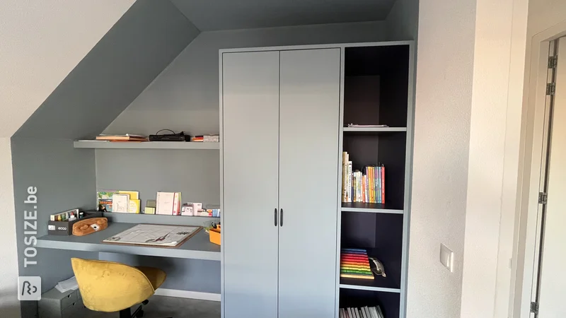 Create space with a multifunctional built-in wardrobe and desk made of MDF, by Yrea