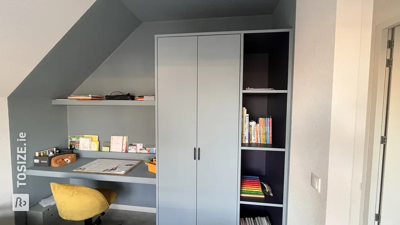 Create space with a multifunctional built-in wardrobe and desk made of MDF, by Yrea