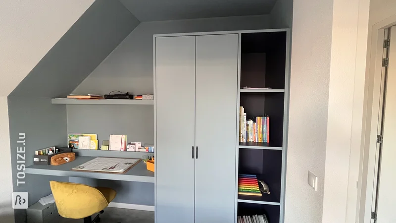 Create space with a multifunctional built-in wardrobe and desk made of MDF, by Yrea