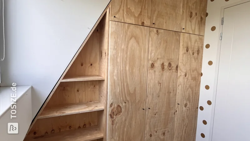 Make your own IKEA hack built-in wardrobe for a slanted wall, by Simone