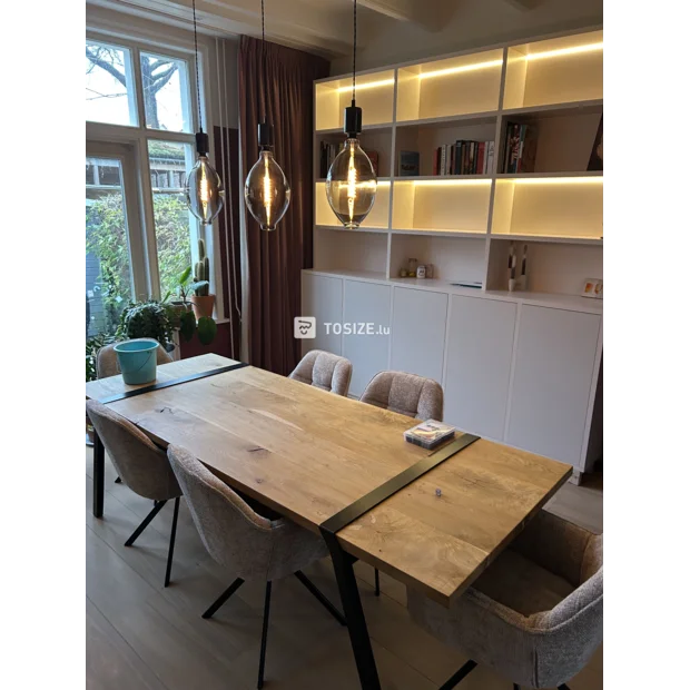 White cupboard wall with open compartments and doors