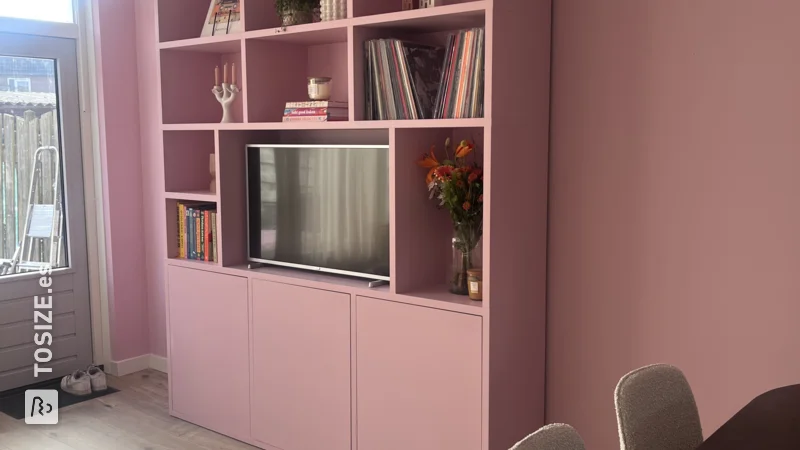 Creative Pink Bookcase for the Living Room, by Amal