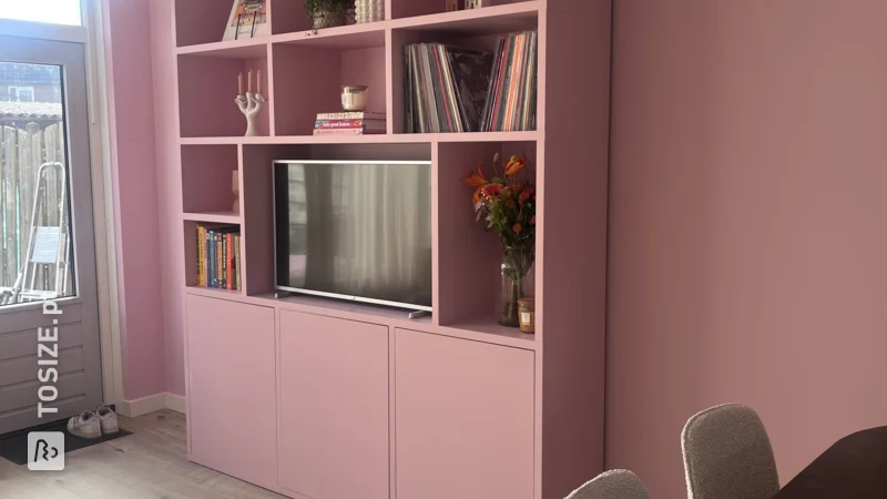 Creative Pink Bookcase for the Living Room, by Amal