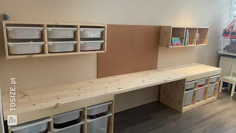 IKEA Hack: Multifunctional Playroom and Home Office with Pine Panels, by Emilie