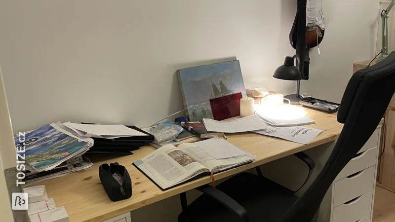 Create a stylish desk with a pine top and IKEA Alex chests of drawers, by Tim