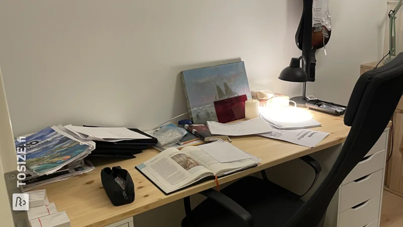 Create a stylish desk with a pine top and IKEA Alex chests of drawers, by Tim