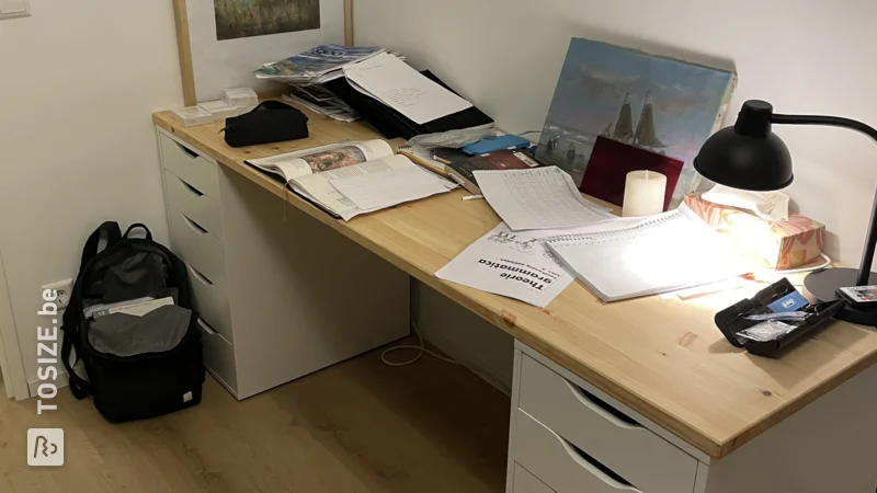 Create a stylish desk with a pine top and IKEA Alex chests of drawers, by Tim