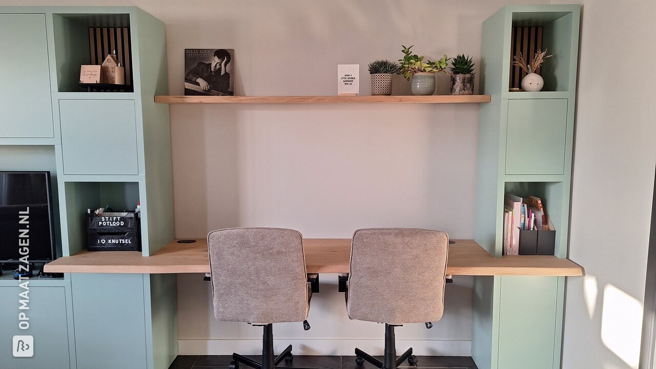Custom-made green cabinet with desk by Ellen