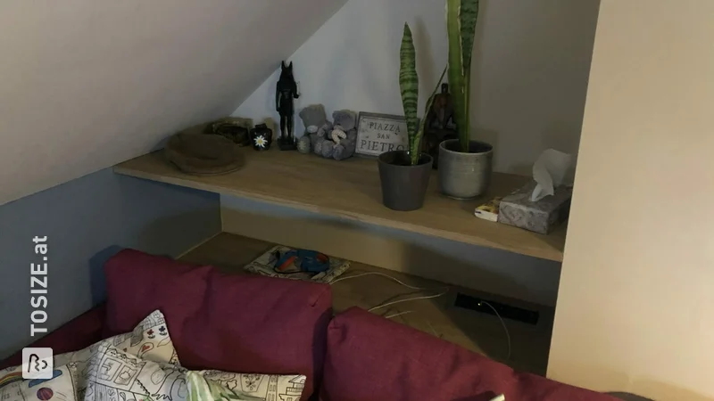 Pimping existing IKEA cupboard + shelf between 2 walls, by Mario