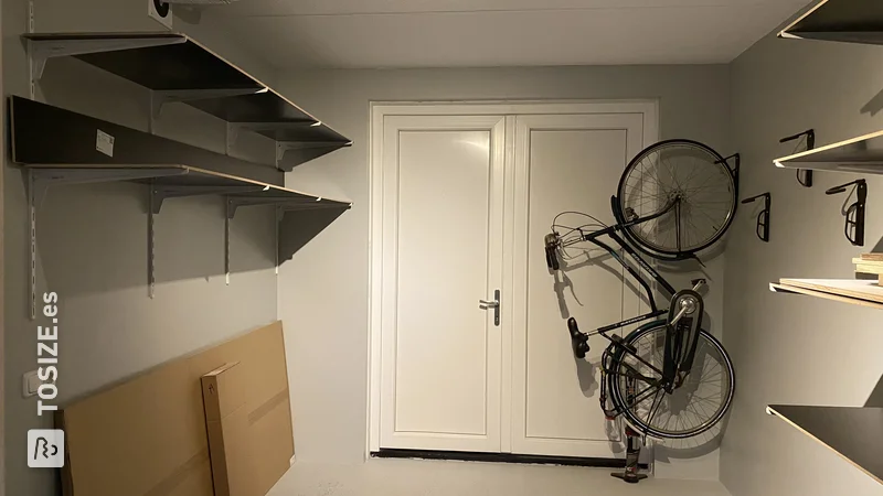 Unique Bicycle Hanging System together with lots of extra storage space in the shed, by Xiaoming