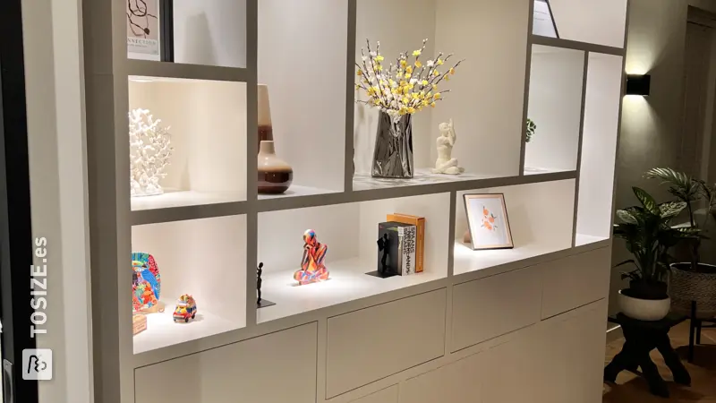 Stylish Shelving Unit with Blum Movento and Lighting, by Jasper