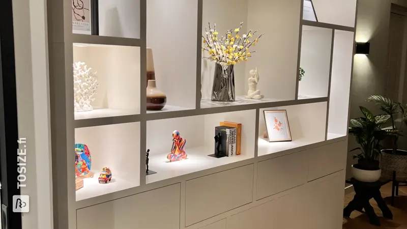 Stylish Shelving Unit with Blum Movento and Lighting, by Jasper