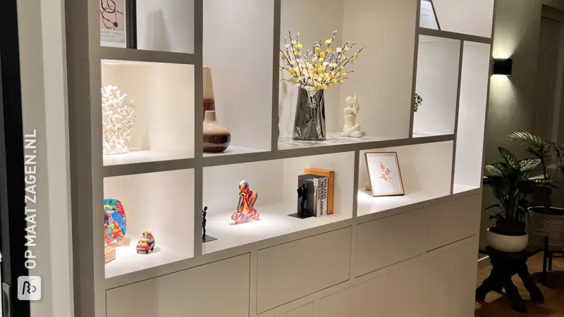 Stijlvolle Vakkenkast met Blum Movento en Verlichting, door Jasper