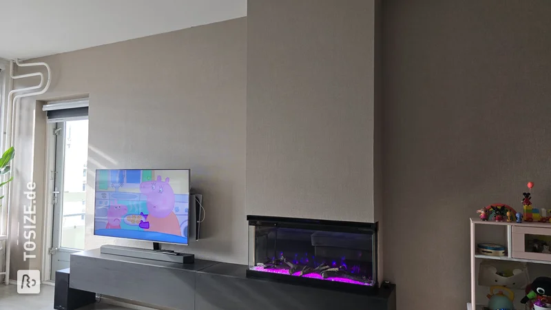 Stylish TV surround and fireplace with MDF, by Zaim