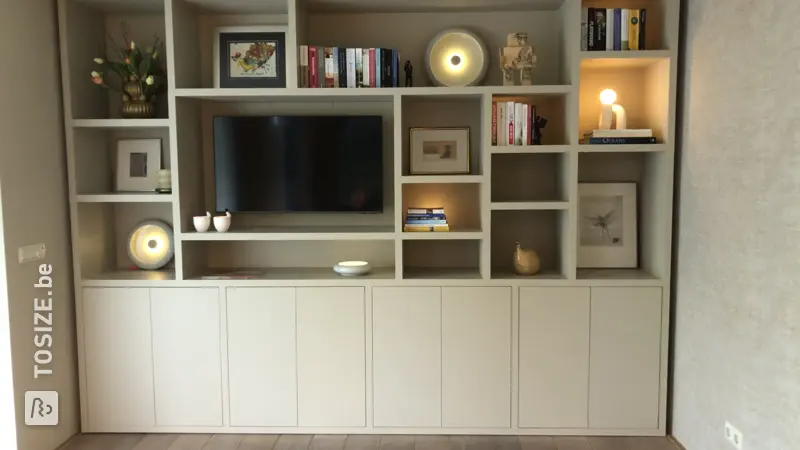 Custom made living room shelving unit by Joost