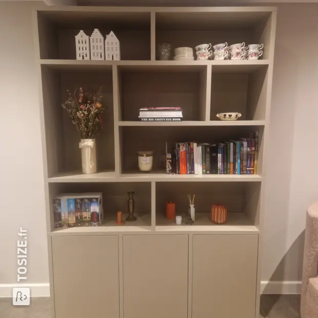 Cream sideboard with doors and open compartments