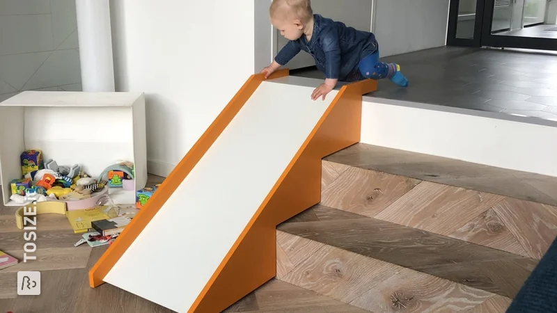 Slide made of concrete plywood and MDF, by Hertine