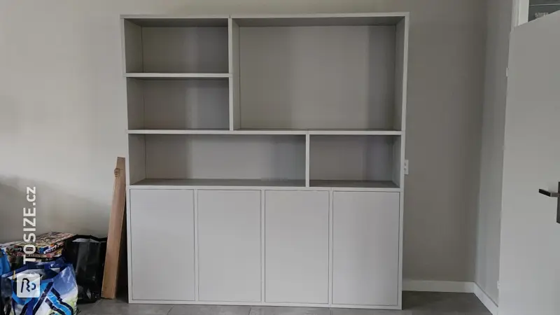 Asymmetrical Shelving Unit for the Living Room, by Ilse