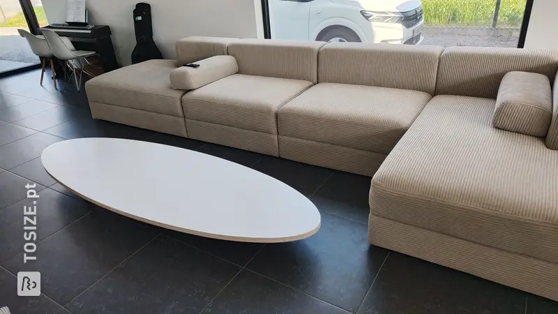 Elliptical low coffee table design replica make, by Wesley