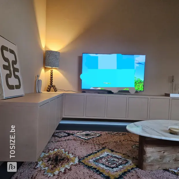 Crème dressoir met deuren en open vakken