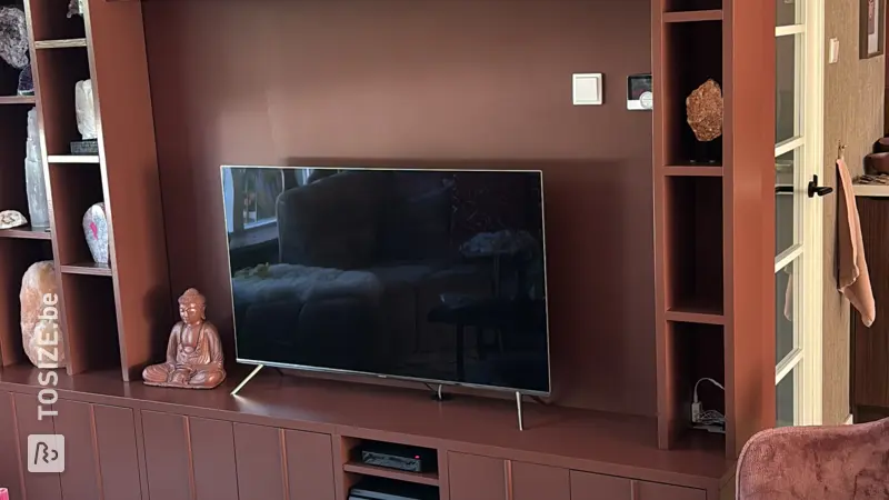 Awesome Red MDF Primed TV Wall, by Zhané