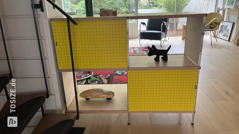 Colorful Eames Style Sliding Door Storage Cabinet, by Paul