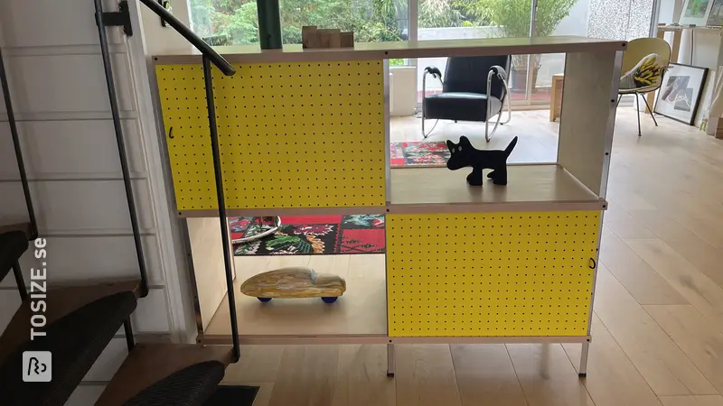 Colorful Eames Style Sliding Door Storage Cabinet, by Paul