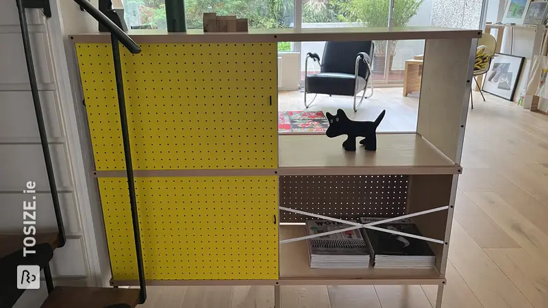 Colorful Eames Style Sliding Door Storage Cabinet, by Paul