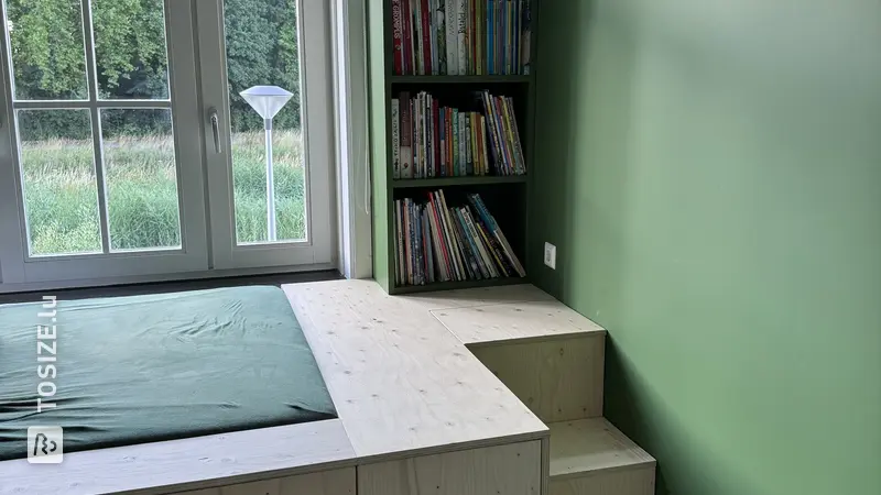 Bibliothèque verte pour la chambre des enfants, par Vid