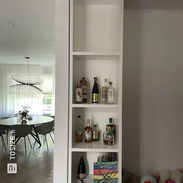White cabinets with doors and open shelves