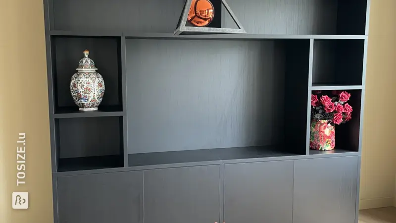 Stylish TV cabinet and shelving unit for the living room, by Imke