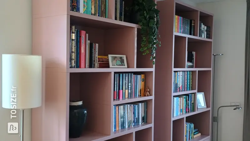 DIY Bookshelf for the Living Room in Pink Clay, by Miranda