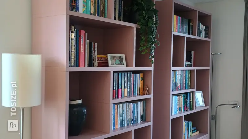 DIY Bookshelf for the Living Room in Pink Clay, by Miranda