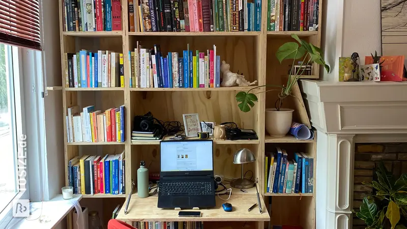 Unique Bookcase and Desk around the Fireplace, by Benno