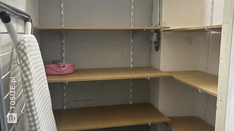 Basement cupboard with storage space and shelves, by Maud