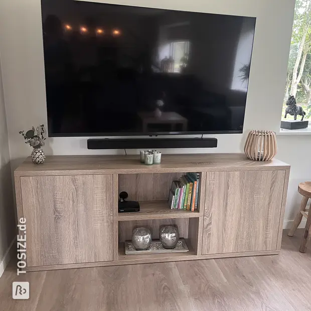 Light (wood) sideboard with doors and open compartments