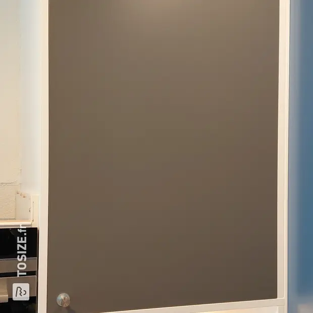Grey cabinet with doors and shelves