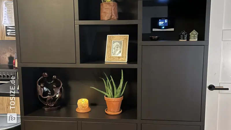 Stylish Wall Cabinet for the Living Room in Brown Black, by Cynthia