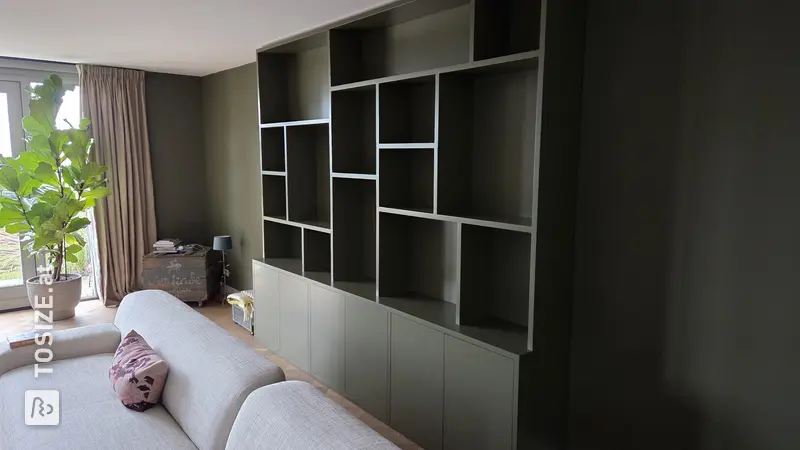 Stylish Olive Green Shelving Unit for the Living Room, by Yvo