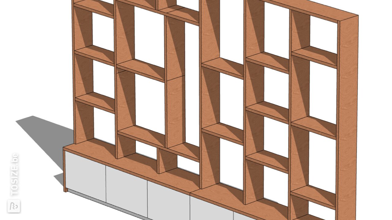 Wandkast/rariteiten cabinet van MDF, door Ernst en Inge
