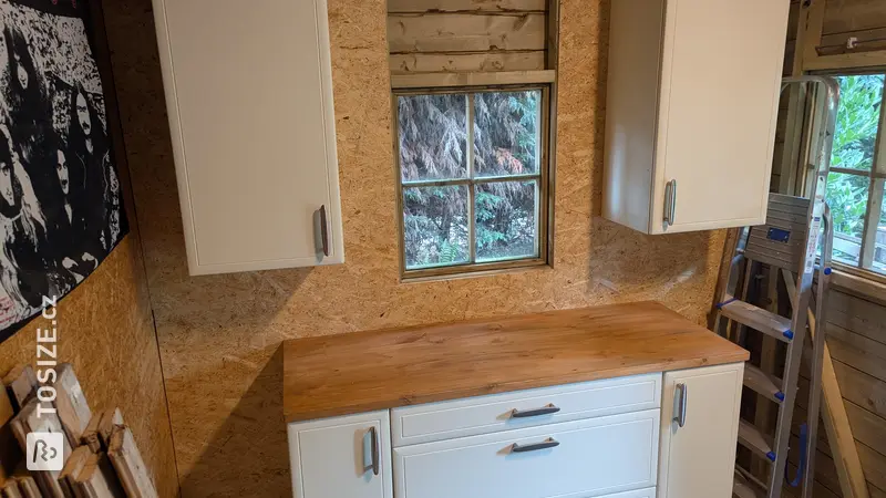 DIY Garden Shed Kitchen with OSB Worktop, by Rick