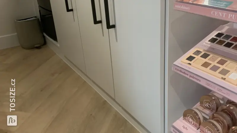 Stylish Kitchen Counter and Bench with Refrigerator, by Sharon/Marina